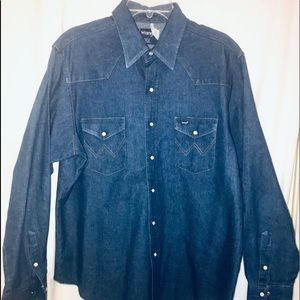 (Wrangler) dark thick denim western shirt L